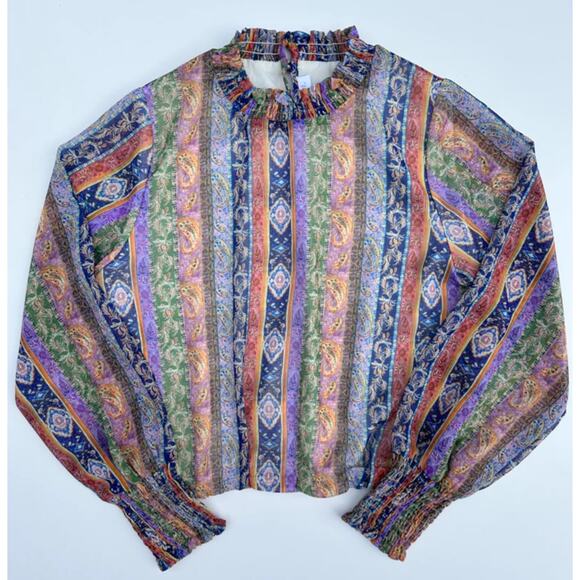 Pleat Robin Multi Color Top NWT size‎ 7 - Picture 1 of 5
